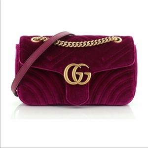 Authentic Gucci Velvet GG Marmont Matelasse Bag